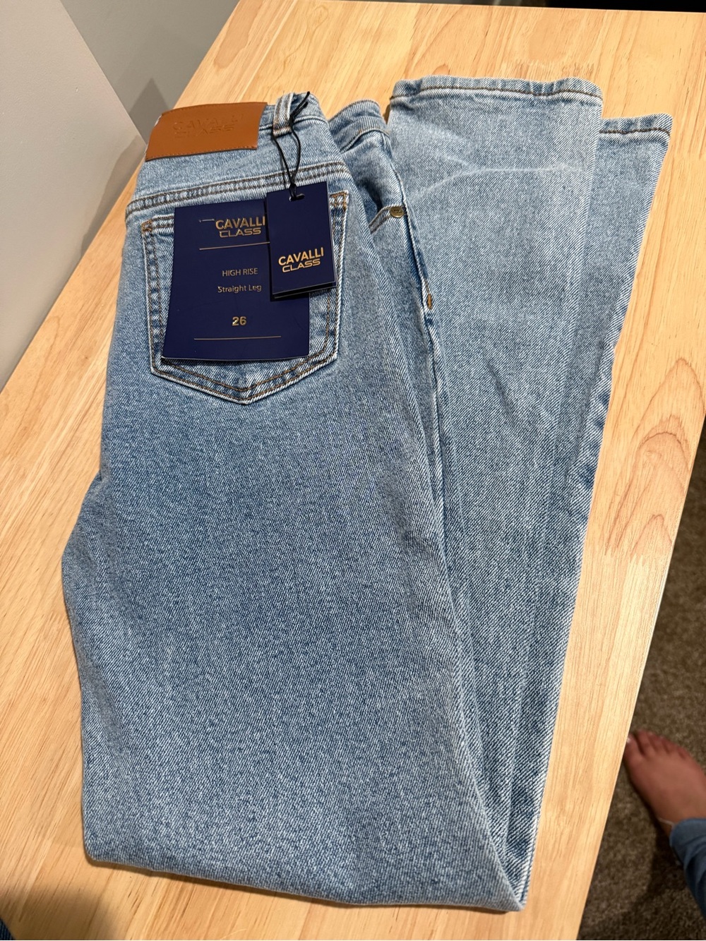 Cavalli Class Light Wash High-Rise Straight Jeans